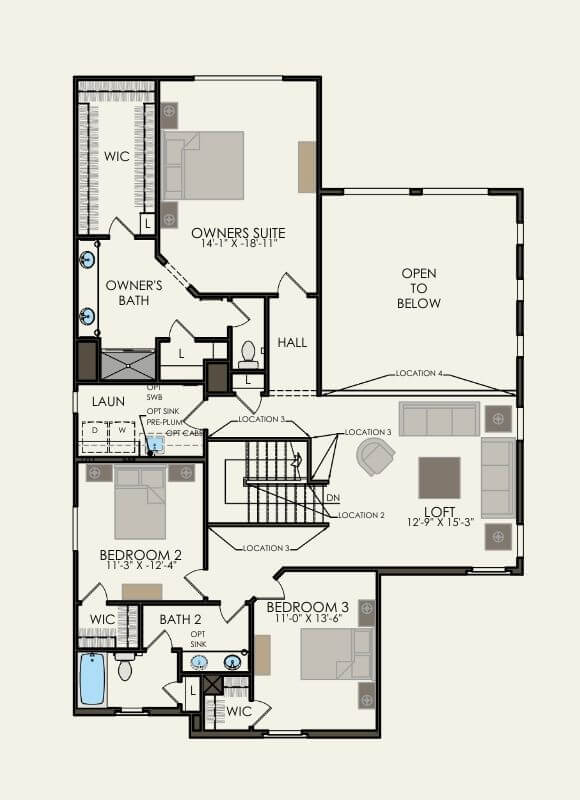 Pulte Homes Blossom Rock Casoria 4033-1 Floor Plan second floor.